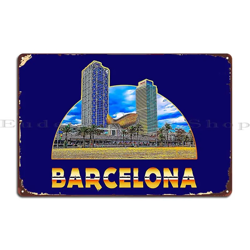 Home Barcelona - لافتة معدنية مطبوعة عليها صورة أبراج