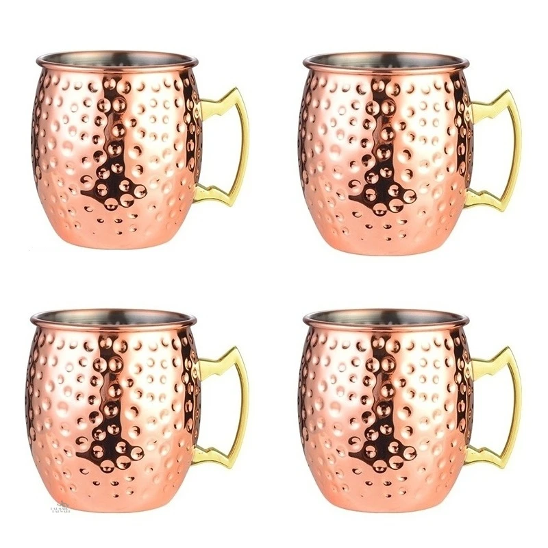 Mule Copper Mug - 4 قطع أكواب موسكو ميول بسعة