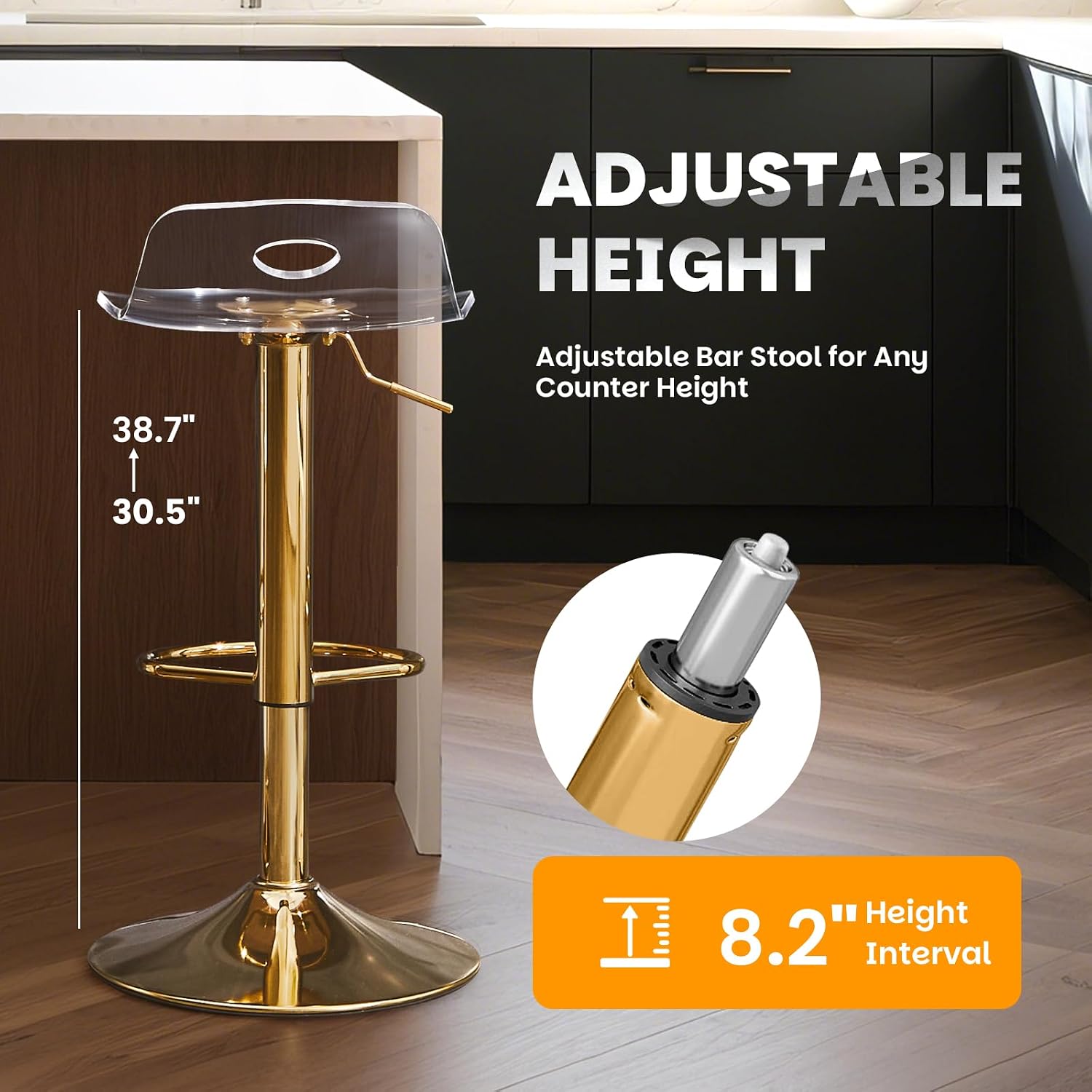 Home Bar Stools - طقم كراسي بار أكريليك شفافة قابلة