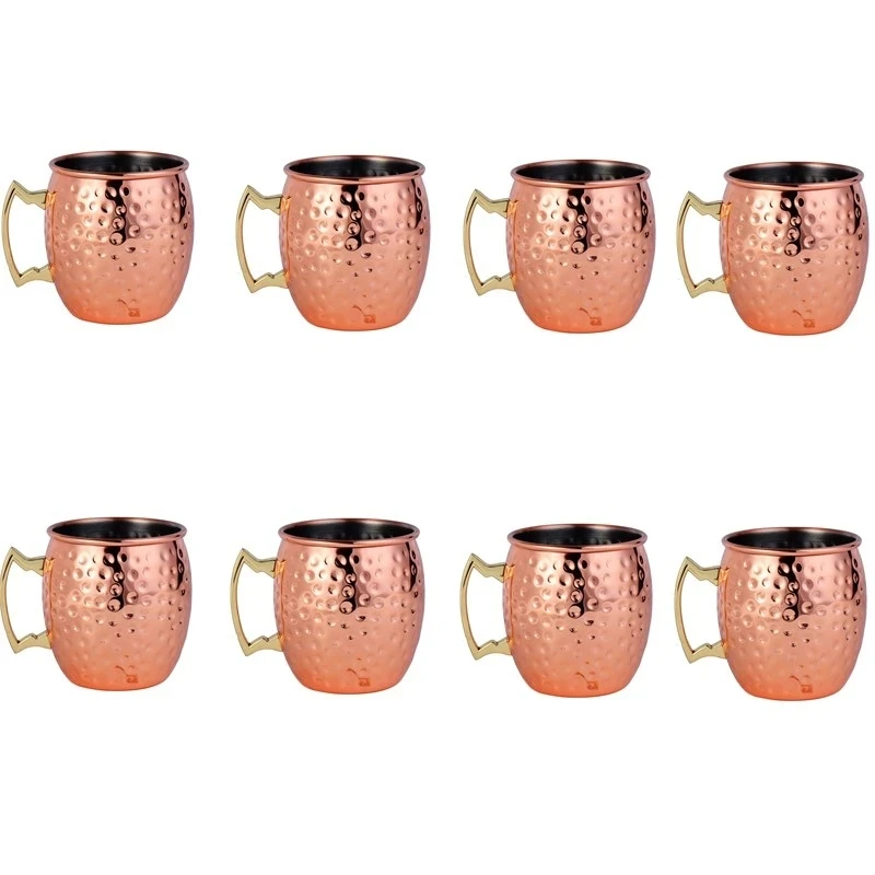 Mule Copper Mug - مجموعة من 8 أكواب نحاسية مطروقة