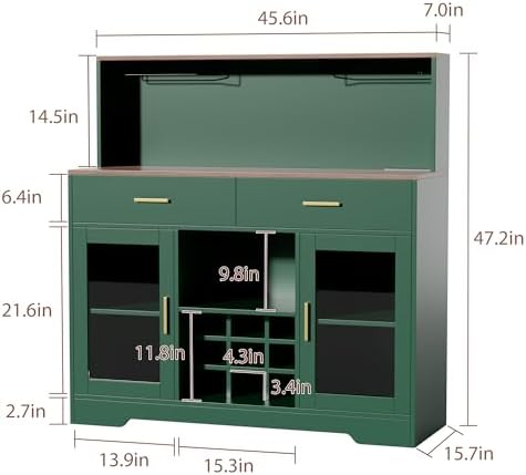 خزانة بار للنبيذ مع إضاءة LED، - مراجعة Home Bar And Cabinet وسعره