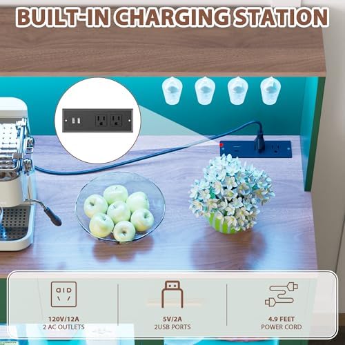 خزانة بار للنبيذ مع إضاءة LED، - مراجعة Home Bar And Cabinet وسعره