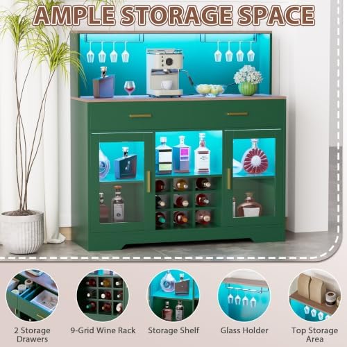 خزانة بار للنبيذ مع إضاءة LED، - مراجعة Home Bar And Cabinet وسعره