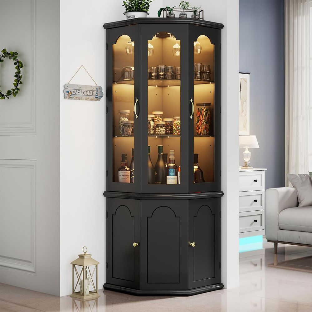 خزانة بار مضاءة مع باب زجاجي م - مراجعة Home Bar And Cabinet وسعره